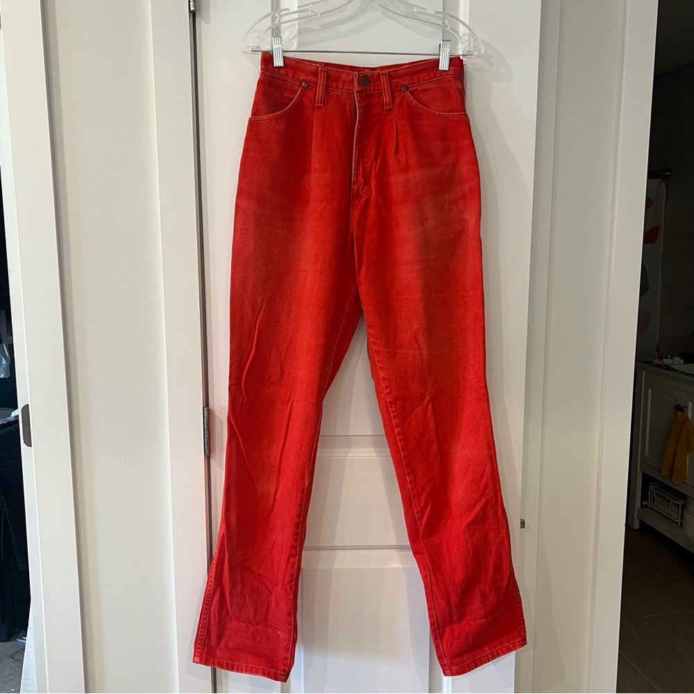 VINTAGE WRANGLER red denim high waist jeans - Picture 2 of 6